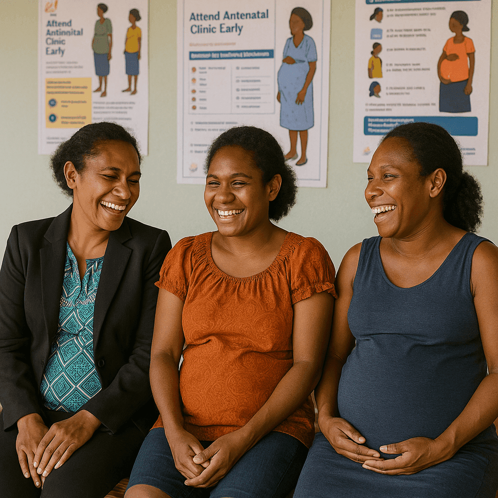 Illustration representing the positive experience of antenatal care